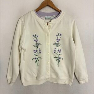 Shenanigans Cardigan Sweater Womens Size S Double Collar Embroidered Floral